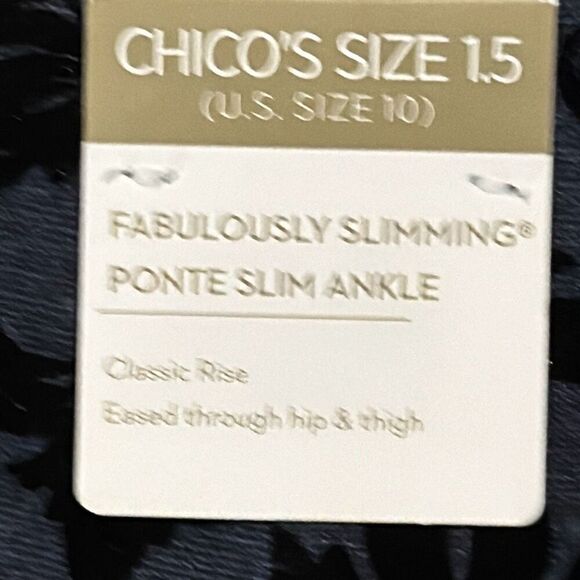 Chico’s flocked ponte pants pull on ankle 1.5 sz 10 new slimming tummy control - Picture 6 of 9